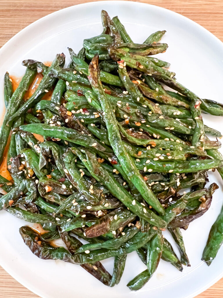Air-Fried Green Beans w/ Kimchi Hot Honey