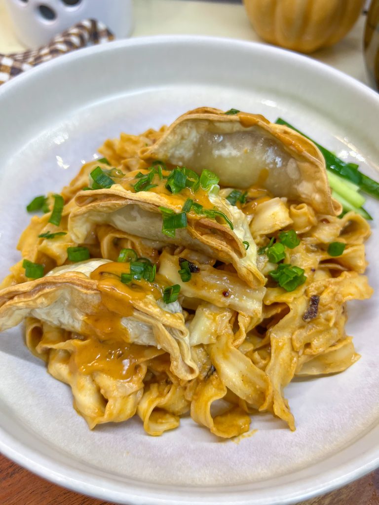 Peanut Chili Oil Noodles with Dumplings