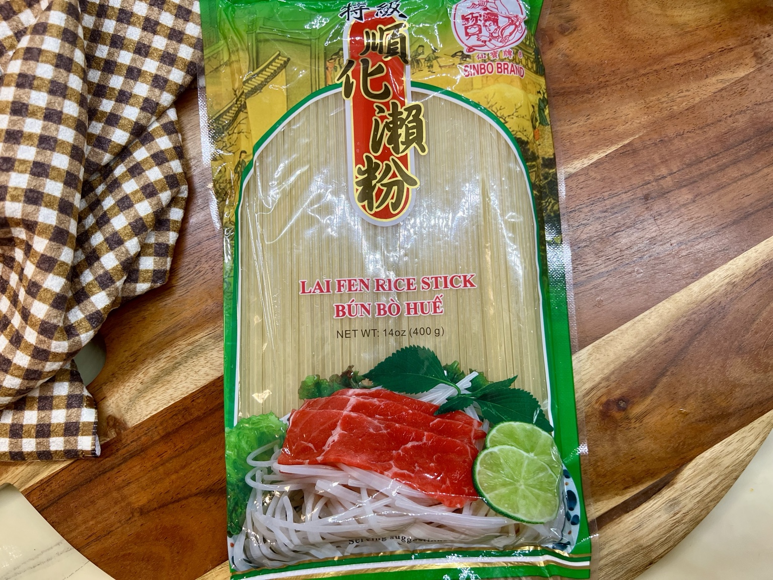 The Sinbo Brand Lai Fen rice noodles I used for their chewy texture